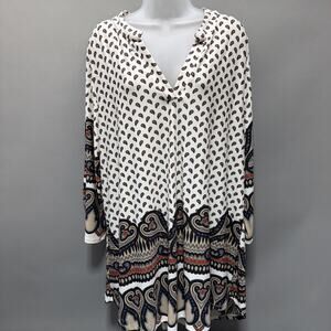 Women’s HONEYME CURVY Blouse Size XXL lightweight Paisley Tunic Top Boho Hippie